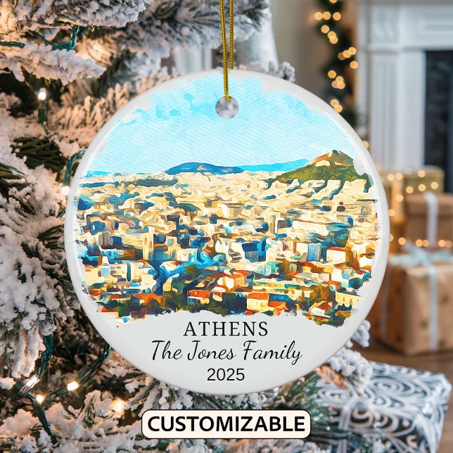 Personalized Athens Ornament, Greece Gift Ceramic Ornament (Creator Uploaded)