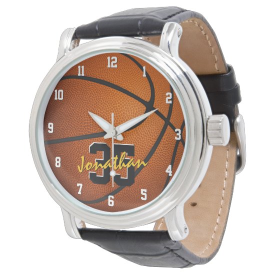 personalized athlete name jersey number basketball watch
