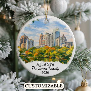 Personalized Atlanta Ornament, Custom Georgia Ceramic Ornament