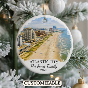 Personalized Atlantic City Ornament, New Jersey Ceramic Ornament