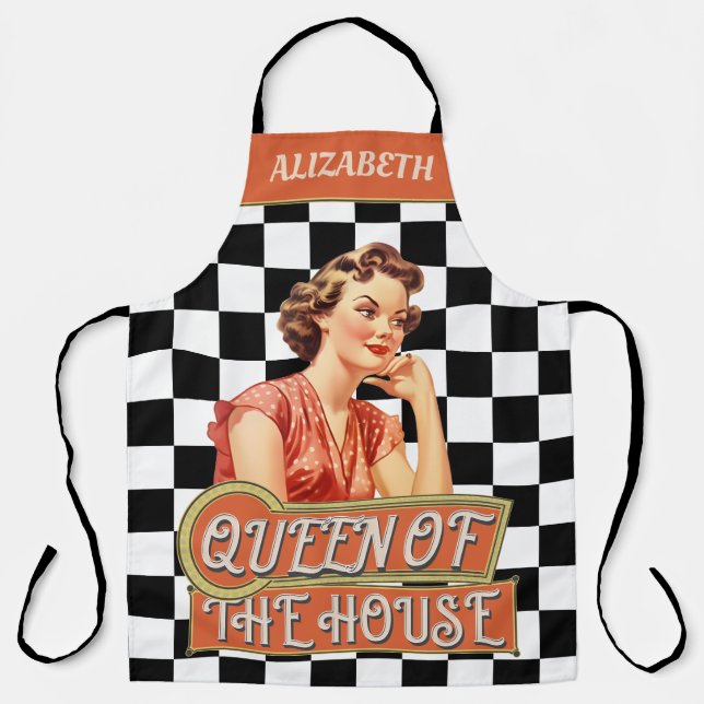 Personalized attractive retro Queen of the house Apron (Front)