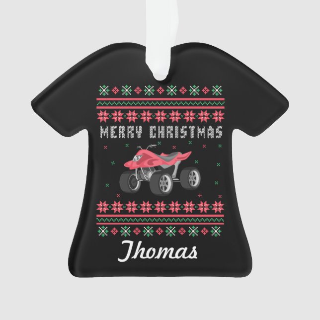 Personalized ATV Ugly Christmas Sweater Ornament (Front)