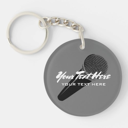 Personalized audio mic microphone icon keychain