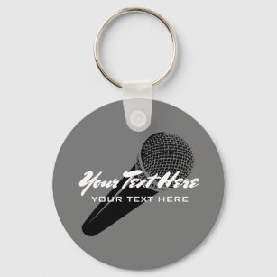 Personalized audio mic microphone icon keychain