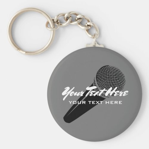 Personalized audio mic microphone icon keychain