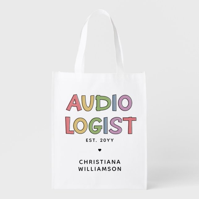 Personalized Audiologist Audiology Graduation Gift Grocery Bag (Front)