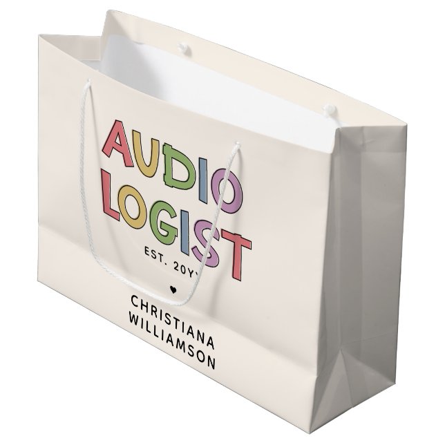 Personalized Audiologist Audiology Graduation Gift Large Gift Bag (Front Angled)