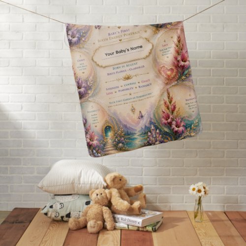 Personalized August Baby Gladiolus Birth Energy Blanket