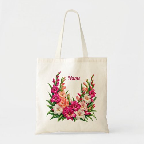 Personalized August Birth Flower Gladiolus Tote Bag