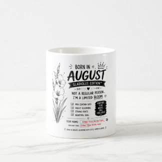 Personalized August Gladiolus Birthday Mug