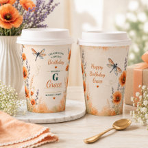Personalized August Poppy Paper Cups