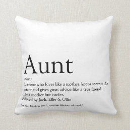 Personalized Aunt Definition Quote Black and White Throw Pillow
