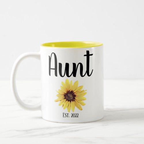 Personalized Aunt Est Painted Sunflower Two_Tone Coffee Mug