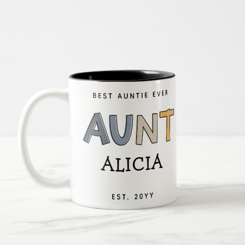 Personalized Aunt Gift Best Auntie Ever Cute Two_Tone Coffee Mug