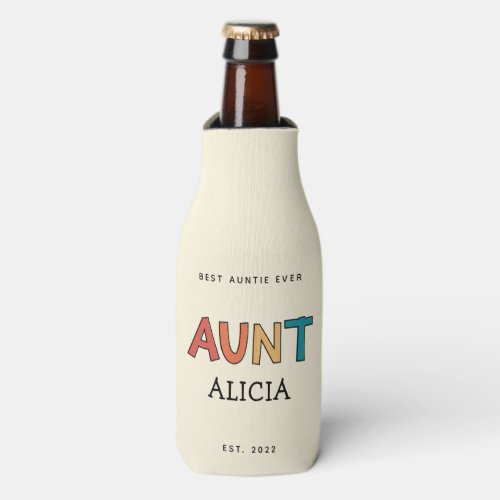 Personalized Aunt Retro Gift Best Auntie Ever Cute Bottle Cooler