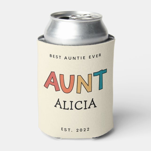 Personalized Aunt Retro Gift Best Auntie Ever Cute Can Cooler (Can Front)