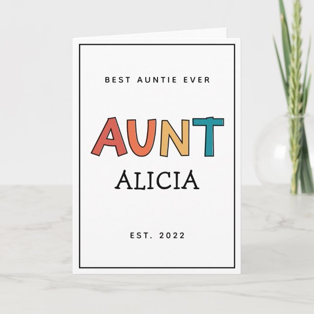 Personalized Aunt Retro Gift Best Auntie Ever Cute Card (Front)