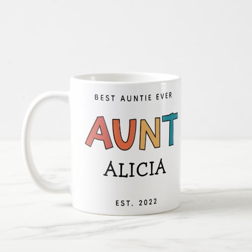 Personalized Aunt Retro Gift Best Auntie Ever Cute Coffee Mug