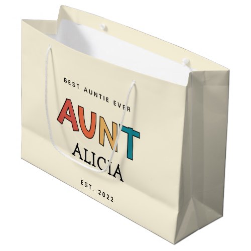 Personalized Aunt Retro Gift Best Auntie Ever Cute Large Gift Bag