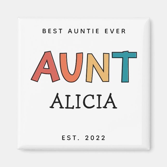 Personalized Aunt Retro Gift Best Auntie Ever Cute Magnet (Front)