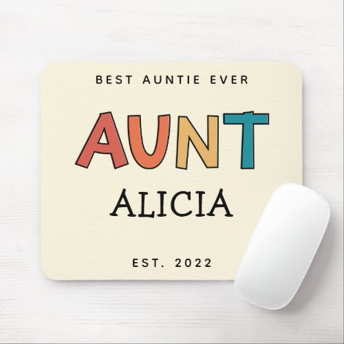 Personalized Aunt Retro Gift Best Auntie Ever Cute Mouse Pad