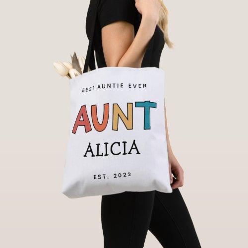 Personalized Aunt Retro Gift Best Auntie Ever Cute Tote Bag