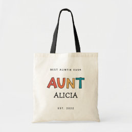 Personalized Aunt Retro Gift Best Auntie Ever Cute Tote Bag