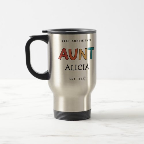 Personalized Aunt Retro Gift Best Auntie Ever Cute Travel Mug