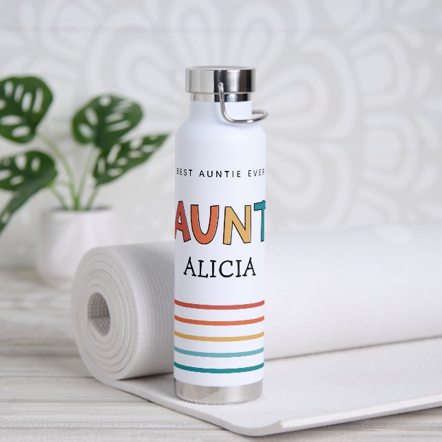 Personalized Aunt Retro Gift Best Auntie Ever Cute Water Bottle (Yoga)