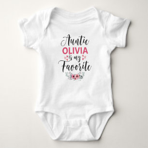 Personalized Auntie is My Favorite with Floral Baby Bodysuit