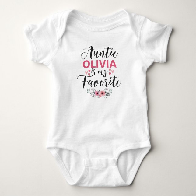 Personalized Auntie is My Favorite with Floral Baby Bodysuit (Front)