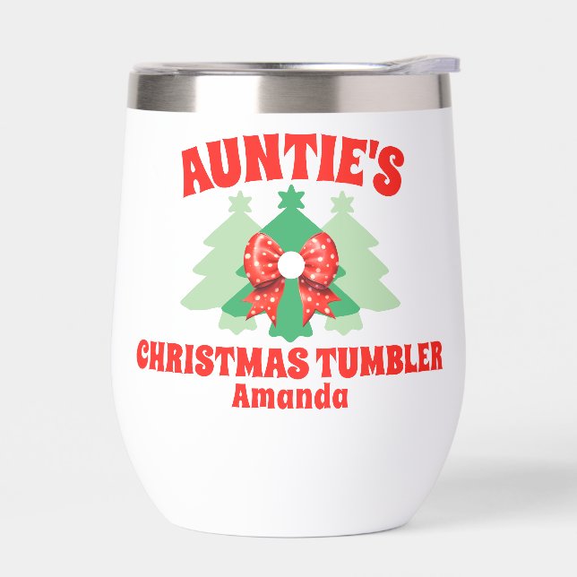 Personalized Auntie's Christmas Gift  Thermal Wine Tumbler (Left)