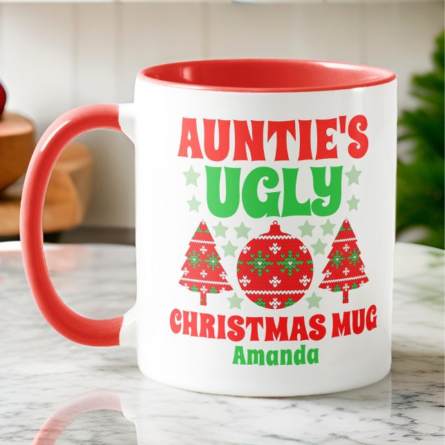 Personalized Auntie's Ugly Christmas Sweater Mug (Creator Uploaded)