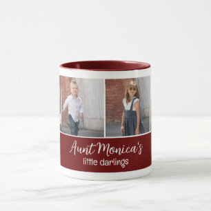Personalized Aunt's Darlings with 4 Square Photos Mug
