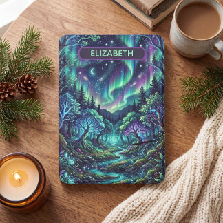 Personalized Aurora Borealis Forest Night Reading Kindle Cover