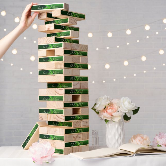 Personalized Aurora Borealis Wedding Game Topple Tower (Wedding)