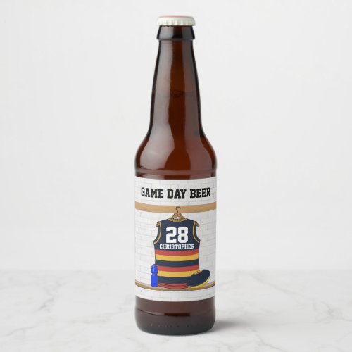 Personalized Aussie Rules Football Jersey BRY Beer Bottle Label