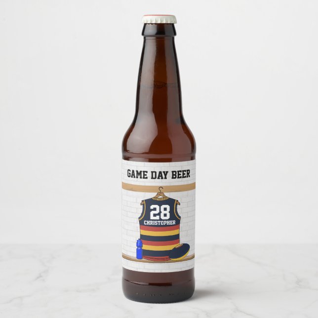 Personalized Aussie Rules Football Jersey BRY Beer Bottle Label (Front)