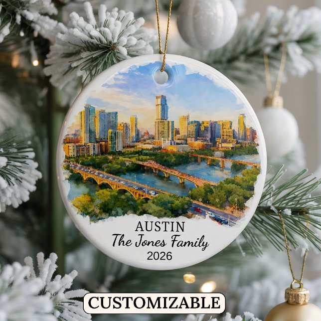 Personalized Austin Ornament, Custom Texas Ceramic Ornament (Creator Uploaded)