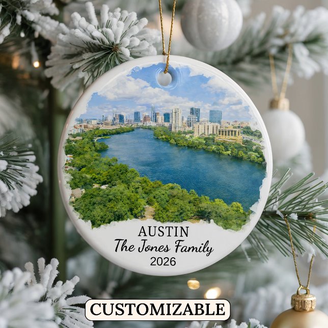 Personalized Austin Ornament, Custom Texas Ceramic Ornament (Creator Uploaded)