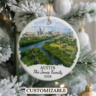 Personalized Austin Ornament, Custom Texas Ceramic Ornament