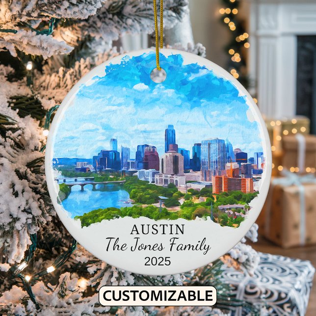 Personalized Austin Ornament, Texas State Ceramic Ornament (Creator Uploaded)