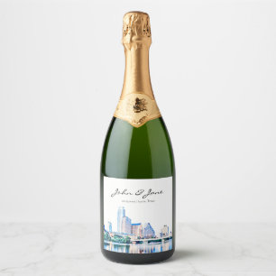 Personalized Austin Texas Wedding Sparkling Wine L Label