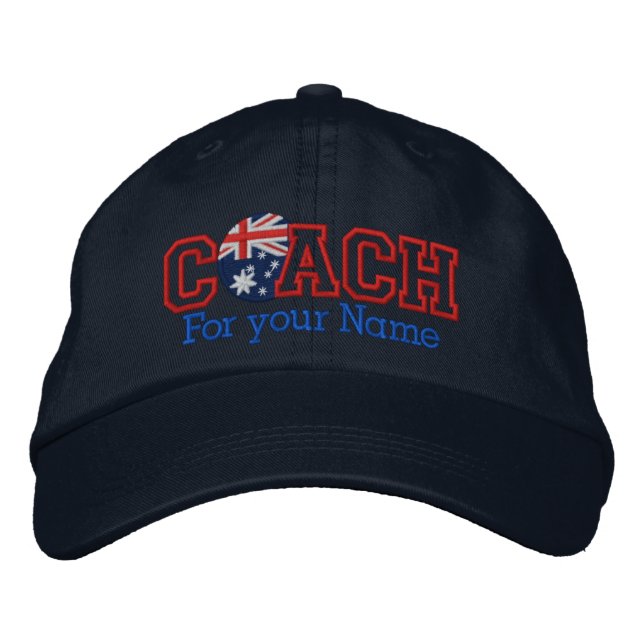 Personalized Australia Coach with your name Embroidered Baseball Hat (Front)