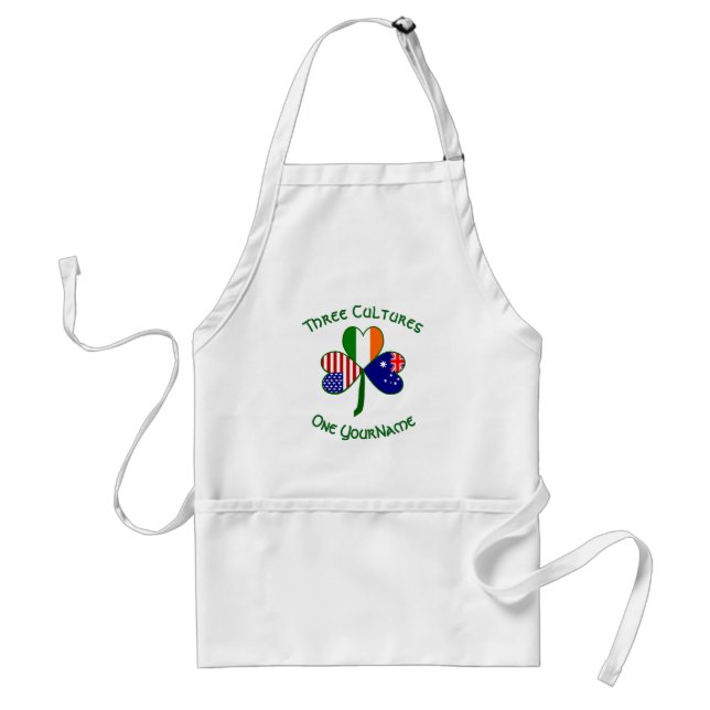 Personalized Australia Ireland USA Shamrock Adult Apron (Front)