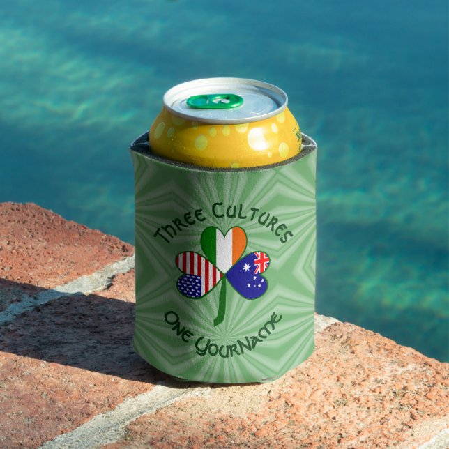 Personalized Australia Ireland USA Shamrock Can Cooler (In Situ Pool)