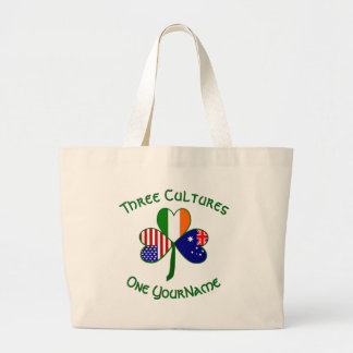 Personalized Australia Ireland USA Shamrock Large Tote Bag