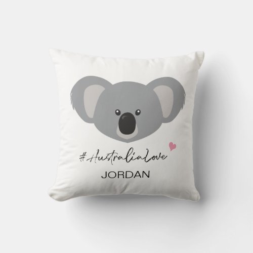 Personalized Australia Love Cute Koala Baby Throw Pillow