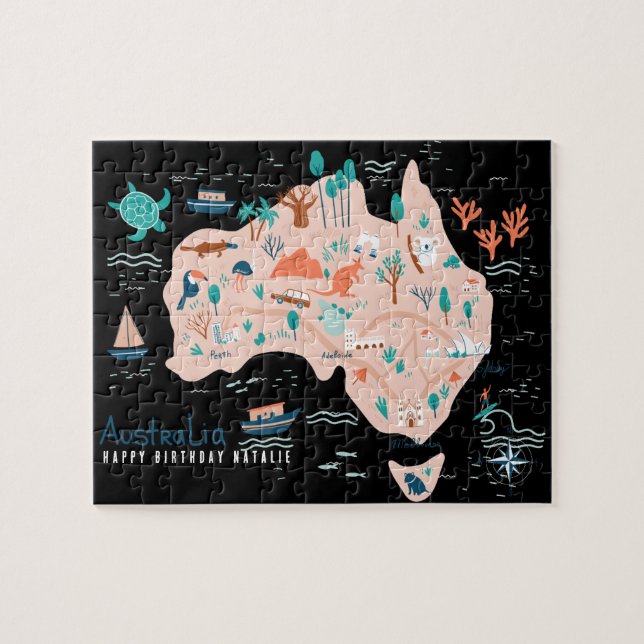 Personalized Australia Map Jigsaw Puzzle for Kids  (Horizontal)