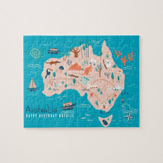 Personalized Australia Map Jigsaw Puzzle for Kids